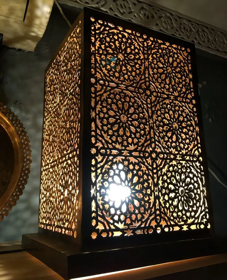 Artisan lantern photographed at the Coffre Mystérieux gallery